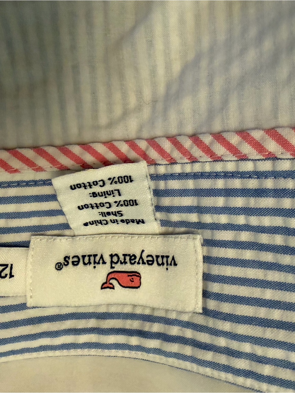 Vineyard Vines Blue and White Seersucker Scalloped Hem Women’s Skirt - Picture 4 of 4